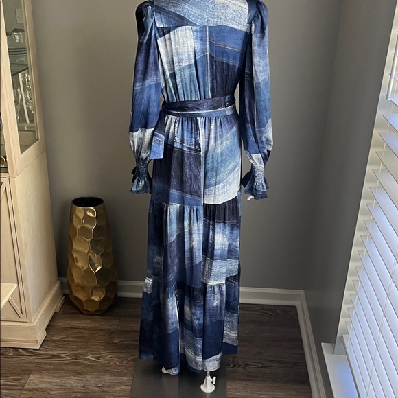 Good Time USA  Blue Plaid Long Sleeve Maxi Dress Size M - Picture 10 of 15